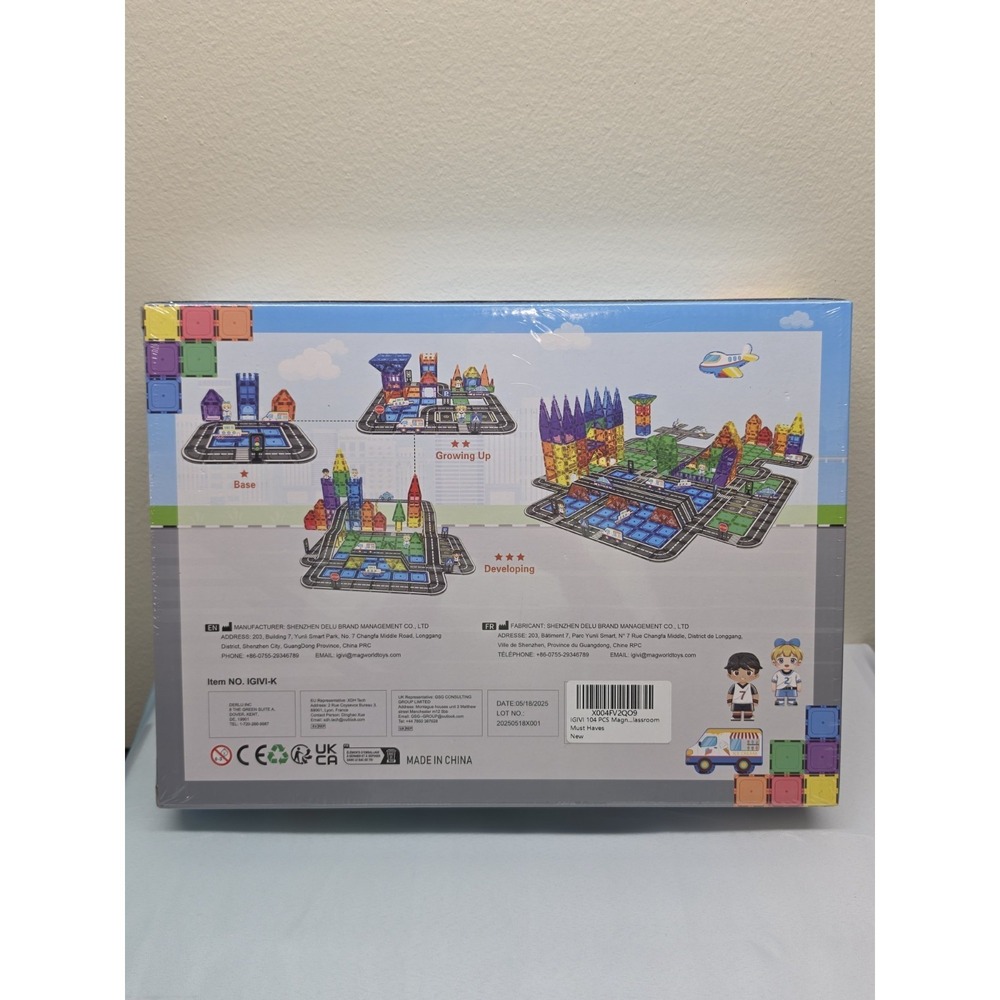 104 PCS Magnetic Tiles Road Set, STEM Construction Toys for Ages 3+ RB4 - Picture 4 of 5